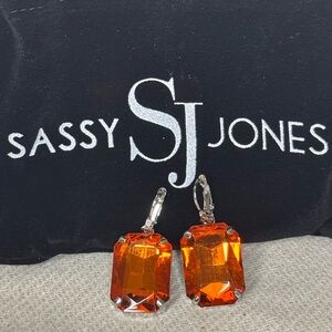 Sassy Jones Amber Earrings-Sunset Orange Earrings